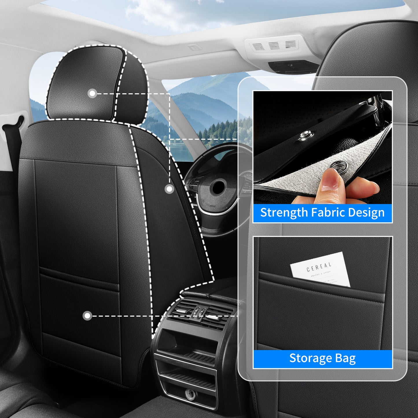Faifani Car Seat Covers For RAM 1500/2500/3500 2009-2024, Waterproof Nappa Leather Auto Seat Protectors with Lumbar Support, Luxury Automotive Interior Accessories