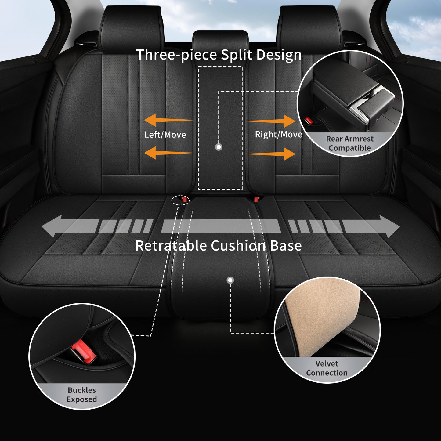 Faifani Car Seat Covers For RAM 1500/2500/3500 2009-2024, Waterproof Nappa Leather Auto Seat Protectors with Lumbar Support, Luxury Automotive Interior Accessories