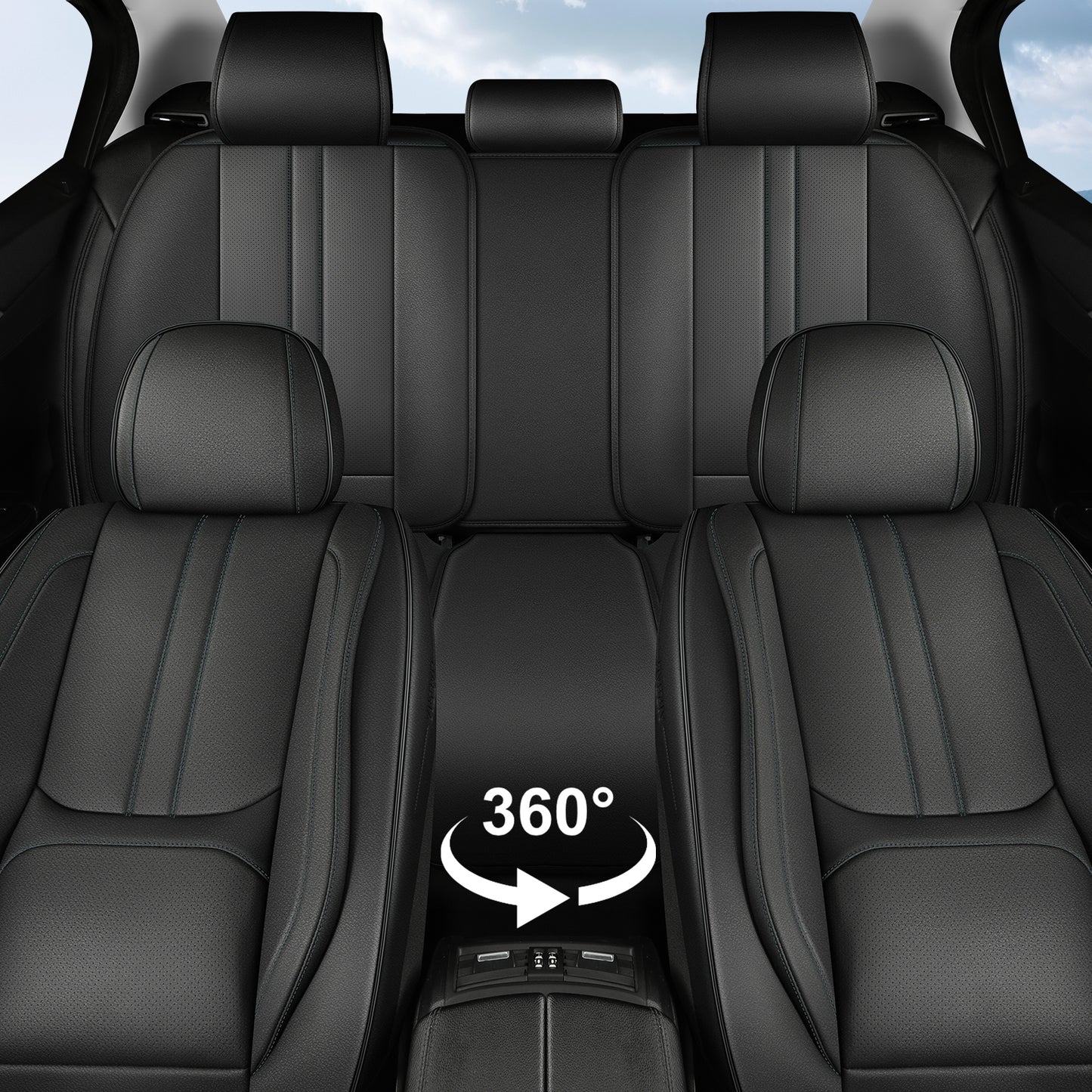 Faifani Car Seat Covers For RAM 1500/2500/3500 2009-2024, Waterproof Nappa Leather Auto Seat Protectors with Lumbar Support, Luxury Automotive Interior Accessories