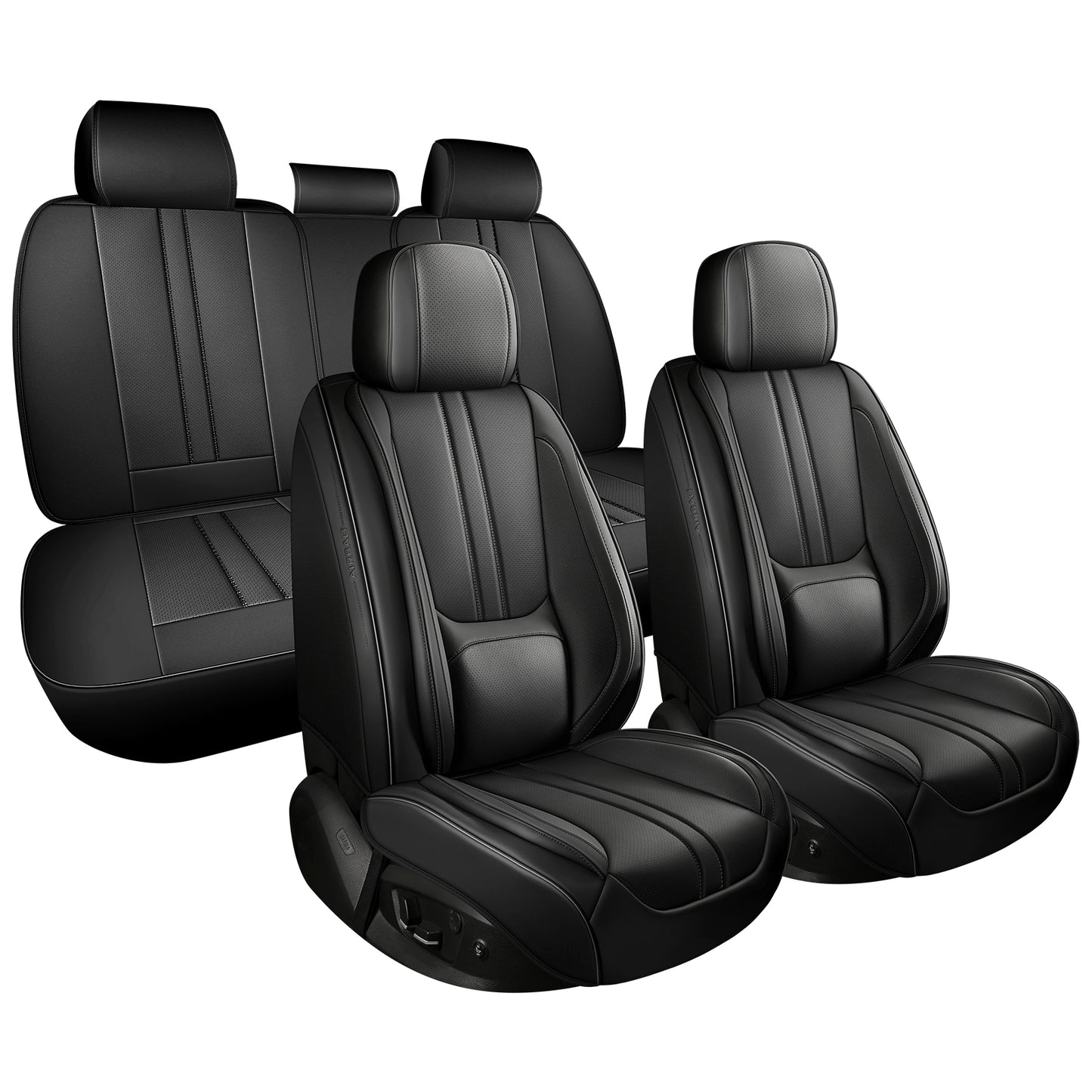 Faifani Car Seat Covers For RAM 1500/2500/3500 2009-2024, Waterproof Nappa Leather Auto Seat Protectors with Lumbar Support, Luxury Automotive Interior Accessories