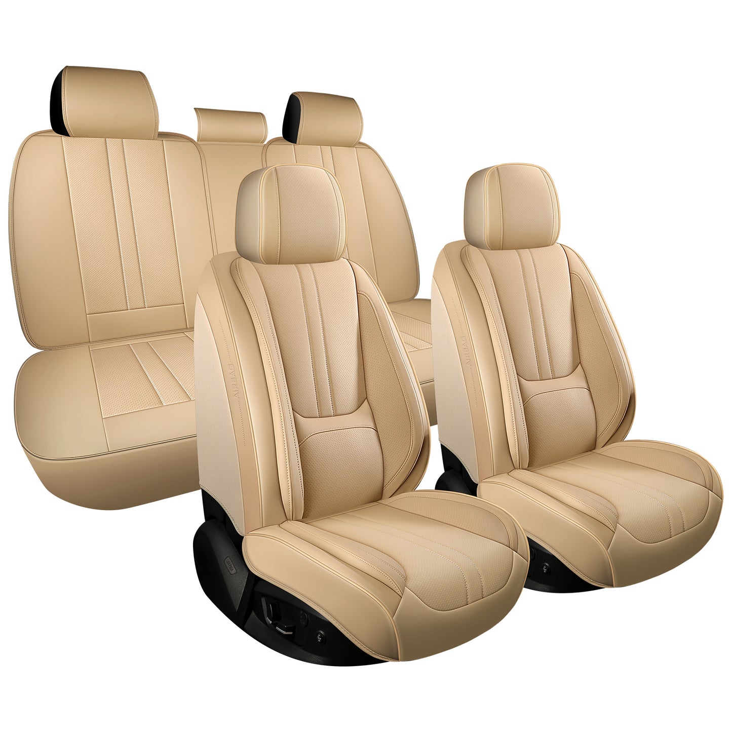 Faifani Car Seat Covers For RAM 1500/2500/3500 2009-2024, Waterproof Nappa Leather Auto Seat Protectors with Lumbar Support, Luxury Automotive Interior Accessories